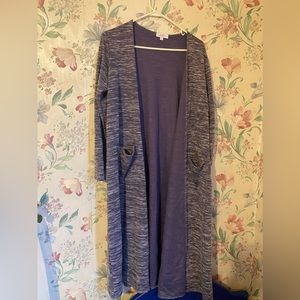 LuLaRoe Lularoe Sarah Cardigan LONG Duster Purple Design WITH POCKETS L